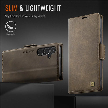 For Samsung Galaxy S23 FE Case AUTSPACE A11 RFID Blocking Retro Leather Cell Phone Wallet Cover