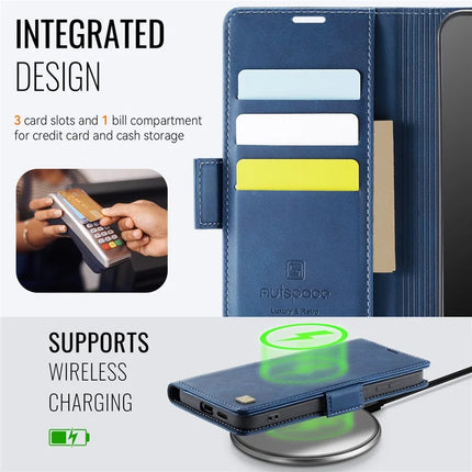 For Samsung Galaxy S23 FE Case AUTSPACE A11 RFID Blocking Retro Leather Cell Phone Wallet Cover
