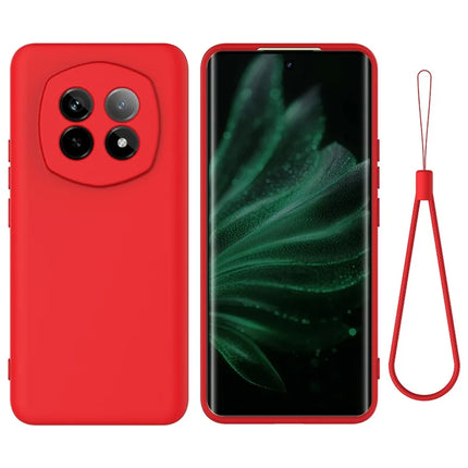 For Realme P2 Pro 5G Case Liquid Silicone Phone Back Cover with Hand Strap - Red