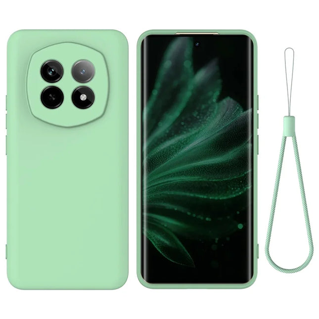 For Realme P2 Pro 5G Case Liquid Silicone Phone Back Cover with Hand Strap - Green