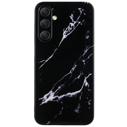For Samsung Galaxy A36 5G Case Flexible TPU Marble Pattern Phone Cover - Black