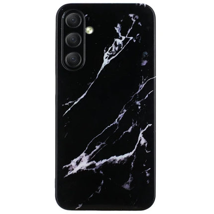 For Samsung Galaxy A56 5G Case Flexible TPU Marble Pattern Phone Cover - Black