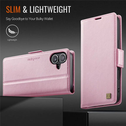 For iPhone 16 Plus Case AUTSPACE A11 RFID Blocking Retro Leather Cell Phone Wallet Cover