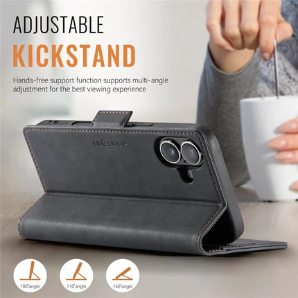 For iPhone 16 Plus Case AUTSPACE A11 RFID Blocking Retro Leather Cell Phone Wallet Cover