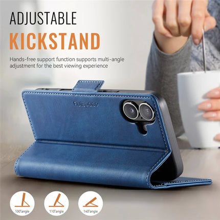 For iPhone 16 Plus Case AUTSPACE A11 RFID Blocking Retro Leather Cell Phone Wallet Cover