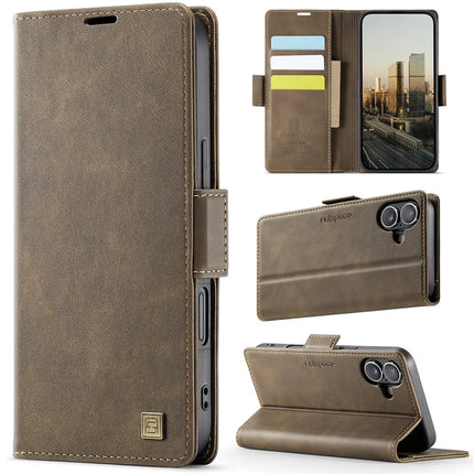 For iPhone 16 Plus Case AUTSPACE A11 RFID Blocking Retro Leather Cell Phone Wallet Cover
