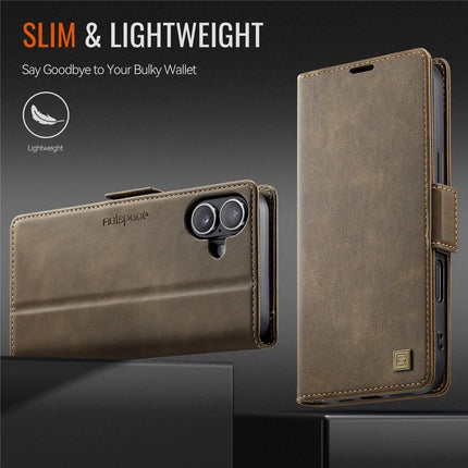 For iPhone 16 Plus Case AUTSPACE A11 RFID Blocking Retro Leather Cell Phone Wallet Cover
