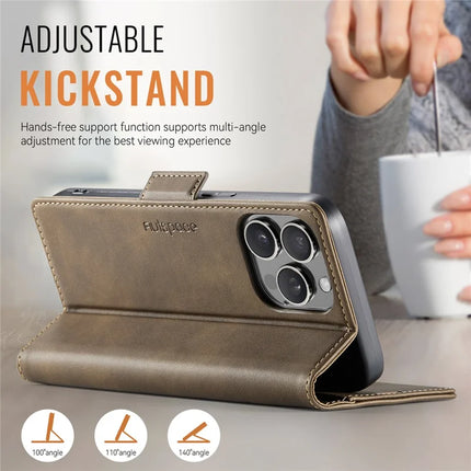 For iPhone 16 Pro Max Case AUTSPACE A11 RFID Blocking Retro Leather Cell Phone Wallet Cover