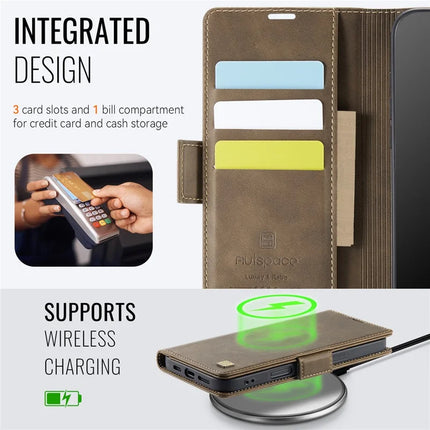 For iPhone 16 Pro Max Case AUTSPACE A11 RFID Blocking Retro Leather Cell Phone Wallet Cover