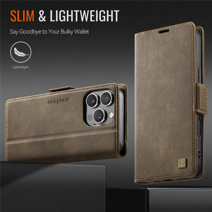 For iPhone 16 Pro Max Case AUTSPACE A11 RFID Blocking Retro Leather Cell Phone Wallet Cover