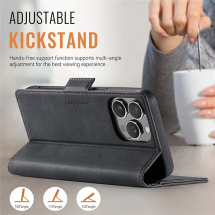 For iPhone 16 Pro Max Case AUTSPACE A11 RFID Blocking Retro Leather Cell Phone Wallet Cover