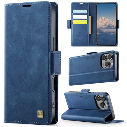 For iPhone 16 Pro Max Case AUTSPACE A11 RFID Blocking Retro Leather Cell Phone Wallet Cover