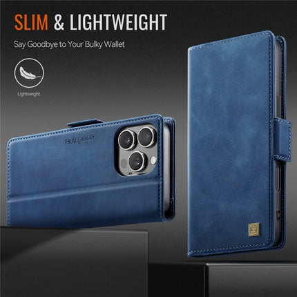 For iPhone 16 Pro Max Case AUTSPACE A11 RFID Blocking Retro Leather Cell Phone Wallet Cover