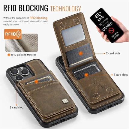 For iPhone 15 Pro Max Case AUTSPACE A12 Leather Phone Case with Detachable Card Bag