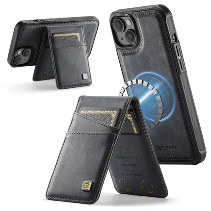 For iPhone 14 Case AUTSPACE A12 Leather Phone Case with Detachable Card Bag