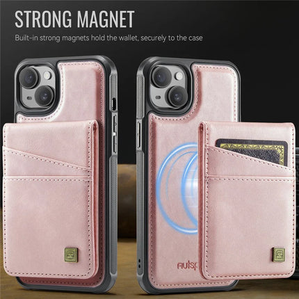 For iPhone 14 Case AUTSPACE A12 Leather Phone Case with Detachable Card Bag