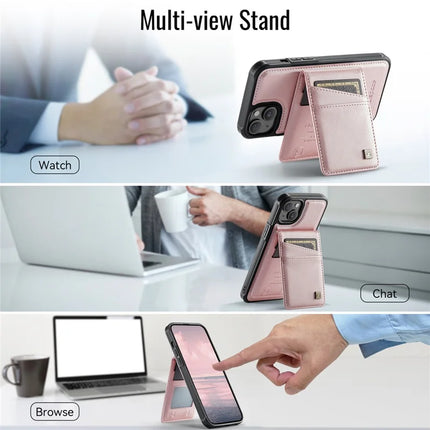 For iPhone 14 Case AUTSPACE A12 Leather Phone Case with Detachable Card Bag
