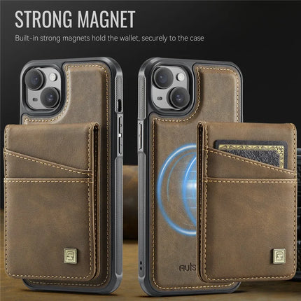 For iPhone 14 Case AUTSPACE A12 Leather Phone Case with Detachable Card Bag