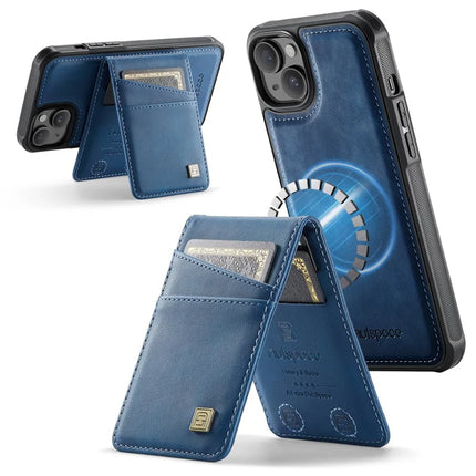 For iPhone 14 Case AUTSPACE A12 Leather Phone Case with Detachable Card Bag