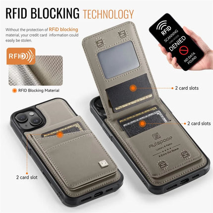 For iPhone 14 Case AUTSPACE A12 Leather Phone Case with Detachable Card Bag