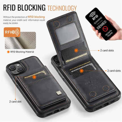 For iPhone 13 6.1 inch Case AUTSPACE A12 Leather Phone Case with Detachable Card Bag