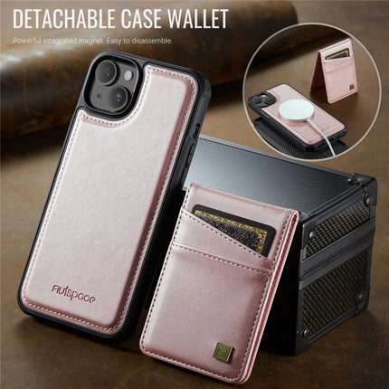 For iPhone 13 6.1 inch Case AUTSPACE A12 Leather Phone Case with Detachable Card Bag
