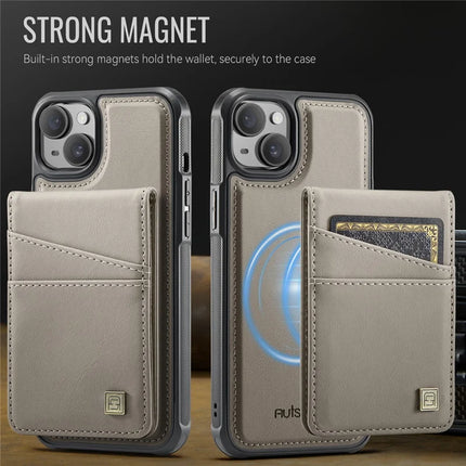 For iPhone 13 6.1 inch Case AUTSPACE A12 Leather Phone Case with Detachable Card Bag