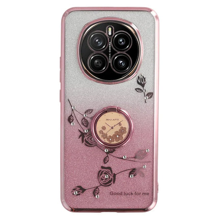 KADEM For Honor Magic7 5G Case Ring Kickstand TPU Flowers Phone Cover Gradient Glitter - Rose Gold