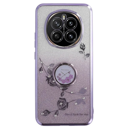 KADEM For Honor Magic7 5G Case Ring Kickstand TPU Flowers Phone Cover Gradient Glitter - Purple