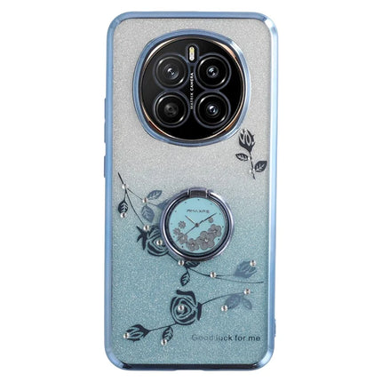 KADEM For Honor Magic7 5G Case Ring Kickstand TPU Flowers Phone Cover Gradient Glitter - Blue