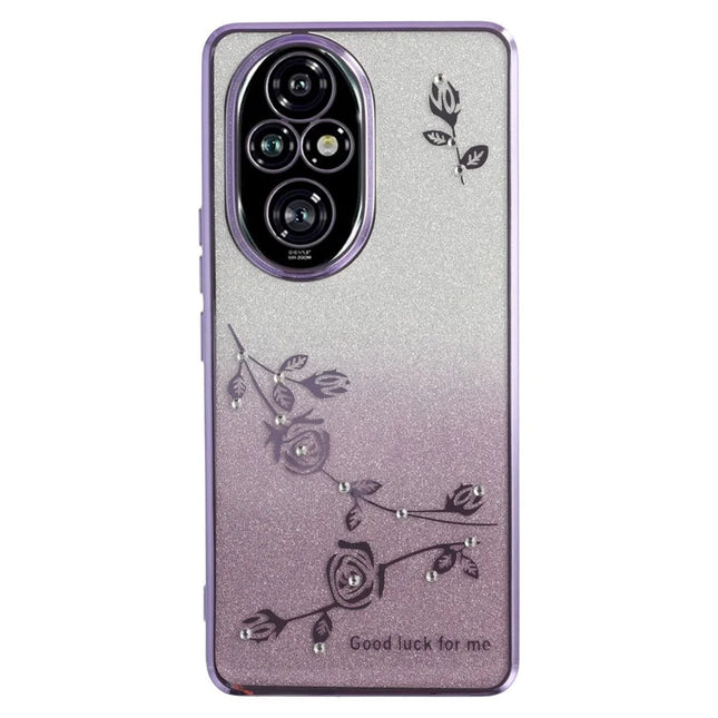 KADEM For Honor 200 Pro 5G Case Flower TPU Flexible Gradient Phone Cover - Purple