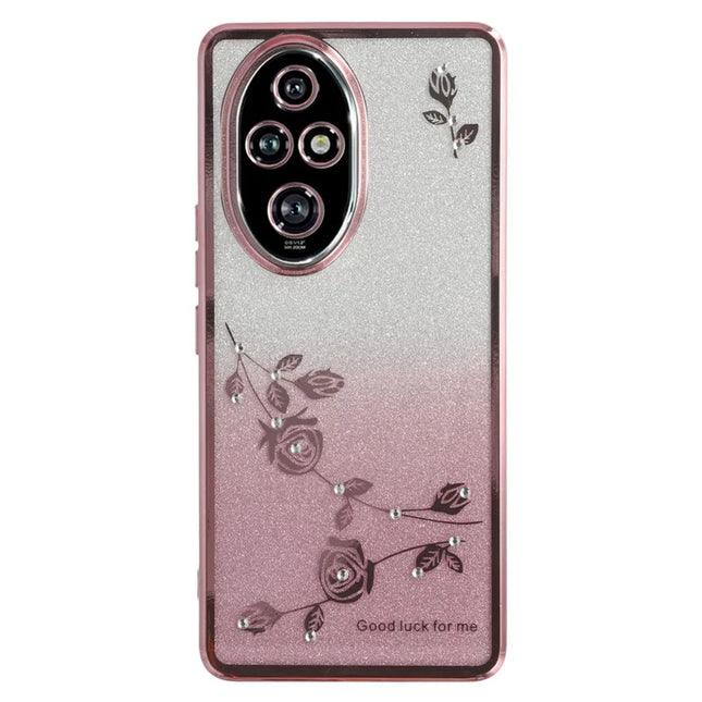 KADEM For Honor 200 Pro 5G Case Flower TPU Flexible Gradient Phone Cover - Rose Gold