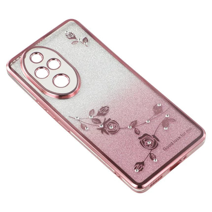 KADEM For Honor 200 Pro 5G Case Flower Pattern TPU Gradient Phone Cover with Lanyards