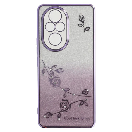 KADEM For Honor 200 Pro 5G Case Ring Kickstand TPU Flowers Phone Cover Gradient Glitter