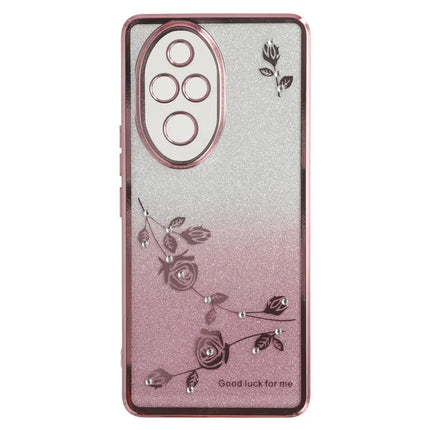 KADEM For Honor 200 Pro 5G Case Ring Kickstand TPU Flowers Phone Cover Gradient Glitter