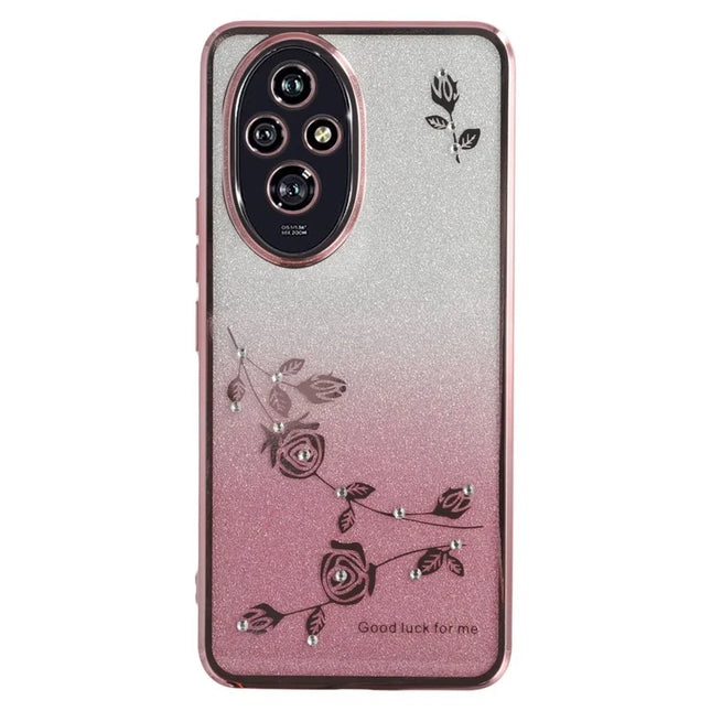 KADEM For Honor 200 5G Case Flower TPU Flexible Gradient Phone Cover - Rose Gold