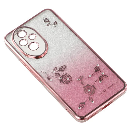 KADEM For Honor 200 5G Case Flower Pattern TPU Gradient Phone Cover with Lanyards