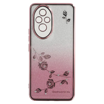 KADEM For Honor 200 5G Case Ring Kickstand TPU Flowers Phone Cover Gradient Glitter