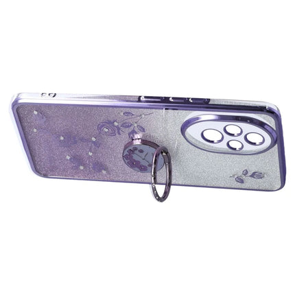 KADEM For Honor 200 5G Case Ring Kickstand TPU Flowers Phone Cover Gradient Glitter