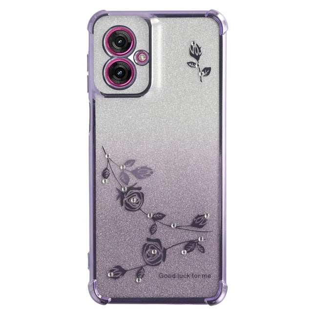 KADEM For Motorola Moto G55 5G Case Flower TPU Flexible Gradient Phone Cover - Purple