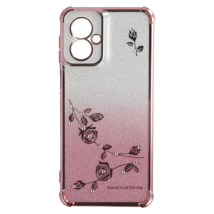 KADEM For Motorola Moto G55 5G Case Ring Kickstand TPU Flowers Phone Cover Gradient Glitter