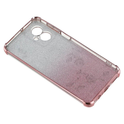 KADEM For Motorola Moto G55 5G Case Ring Kickstand TPU Flowers Phone Cover Gradient Glitter