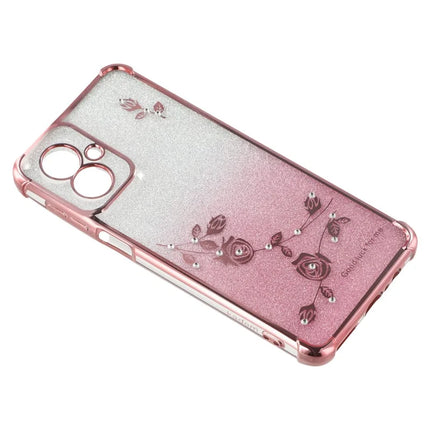 KADEM For Motorola Moto G55 5G Case Ring Kickstand TPU Flowers Phone Cover Gradient Glitter