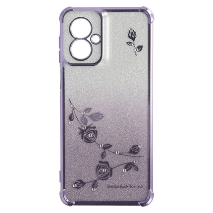 KADEM For Motorola Moto G55 5G Case Ring Kickstand TPU Flowers Phone Cover Gradient Glitter