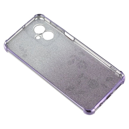 KADEM For Motorola Moto G55 5G Case Ring Kickstand TPU Flowers Phone Cover Gradient Glitter