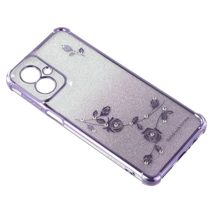 KADEM For Motorola Moto G55 5G Case Ring Kickstand TPU Flowers Phone Cover Gradient Glitter