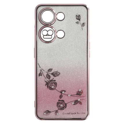 KADEM For OnePlus Ace 2V / Nord 3 5G Case Ring Kickstand TPU Flowers Phone Cover Gradient Glitter