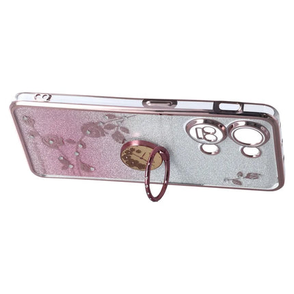 KADEM For OnePlus Ace 2V / Nord 3 5G Case Ring Kickstand TPU Flowers Phone Cover Gradient Glitter