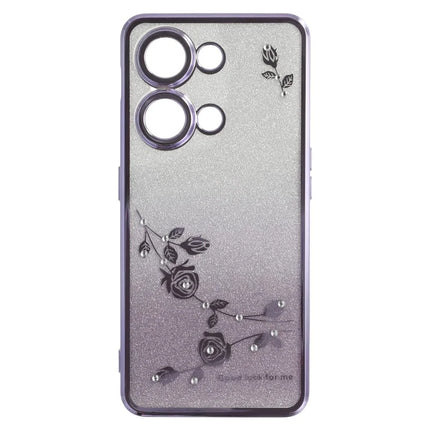 KADEM For OnePlus Ace 2V / Nord 3 5G Case Ring Kickstand TPU Flowers Phone Cover Gradient Glitter