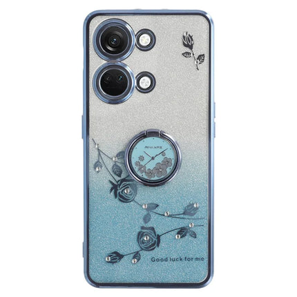 KADEM For OnePlus Ace 2V / Nord 3 5G Case Ring Kickstand TPU Flowers Phone Cover Gradient Glitter - Blue